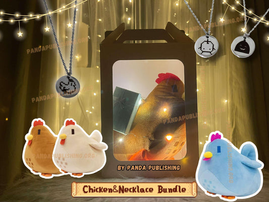 Stardew Valley Chicken Plush & Personalized Necklace Gift Bundle