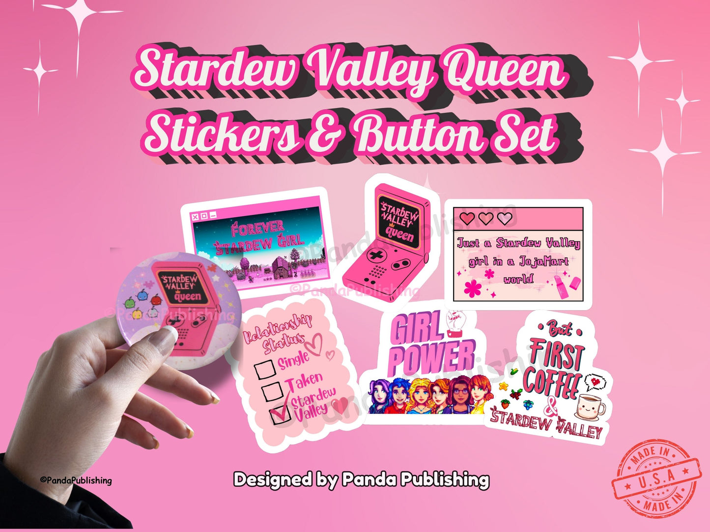 Stardew Valley Queen - Pack of 6 Stickers & Button Set
