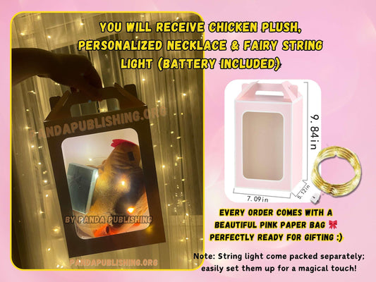 Stardew Valley Chicken Plush & Personalized Necklace Gift Bundle